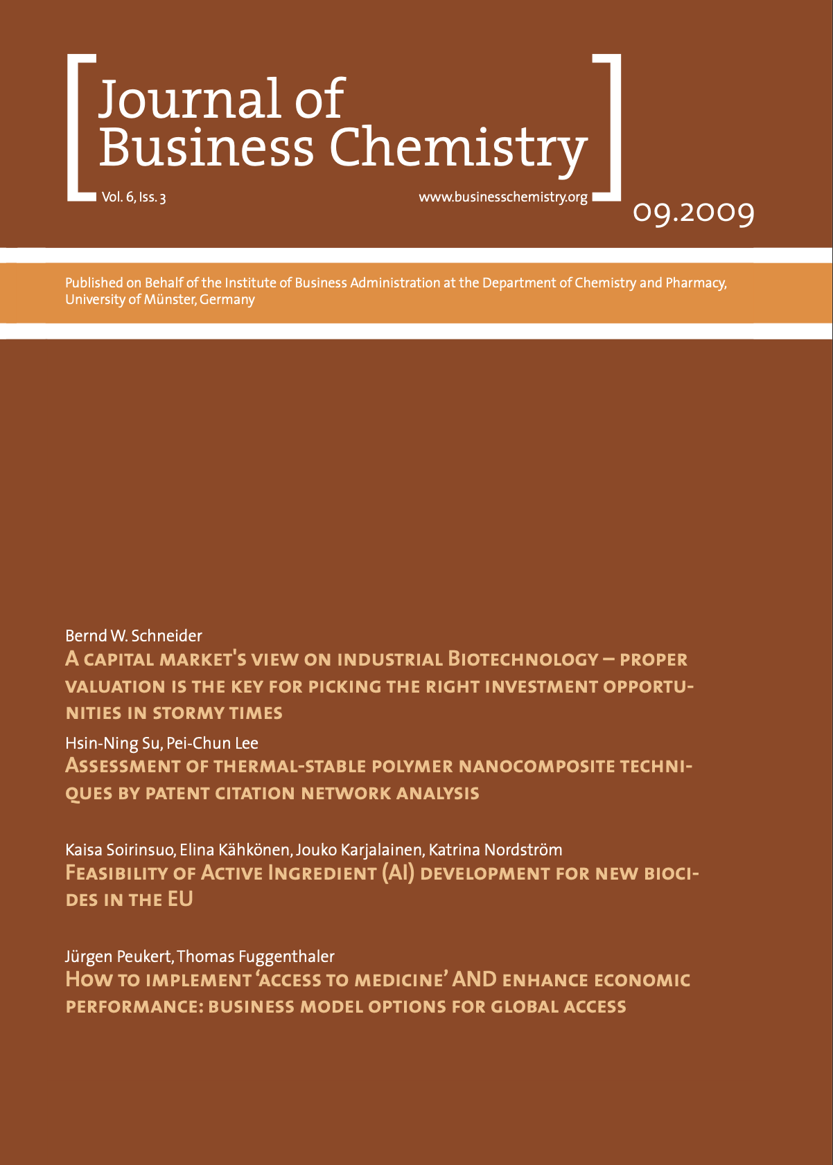 Journal of Business Chemistry September 2009